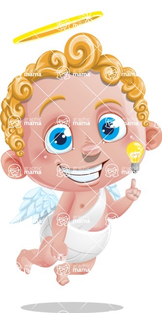 Cupid Cartoon Character - Cartoon Cupid with an Idea